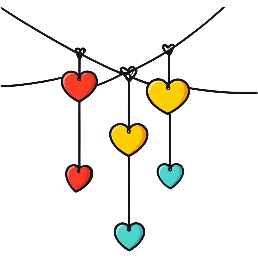Dangling hearts from string emoji