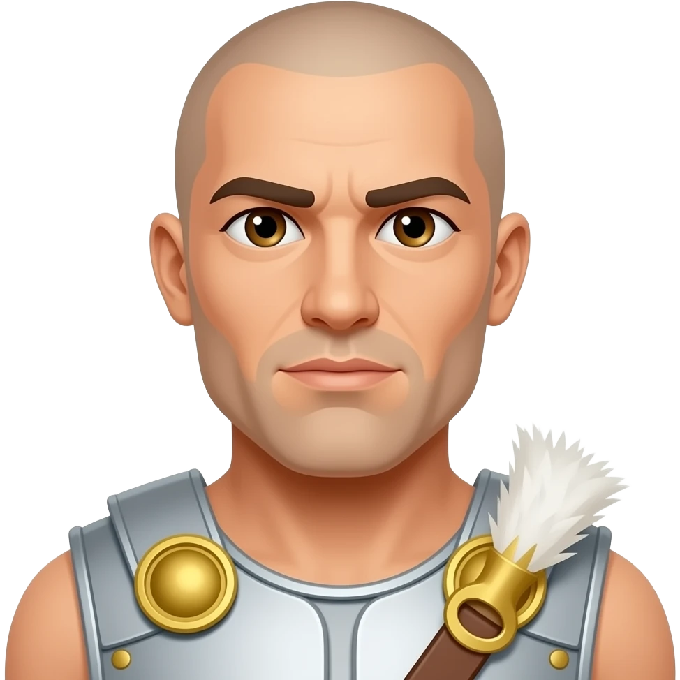 Muscular Roman soldier bald brown eyes emoji