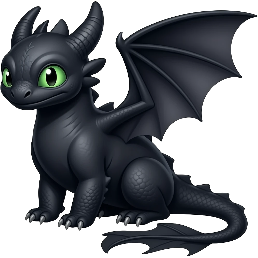 crea un emoji de night fury con lo ojos verdes emoji