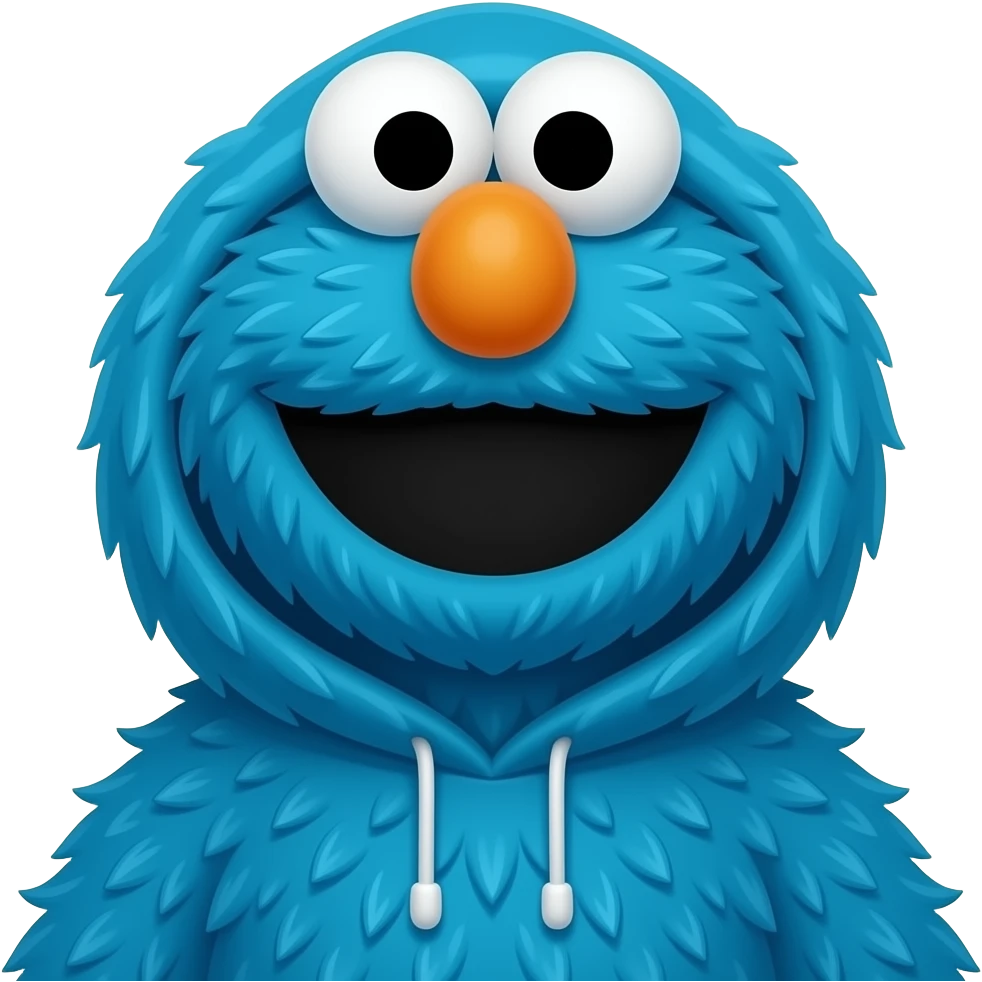 Thug-Life  Hood-version of Elmo: Cookie Monster: Blue, fuzzy  female emoji