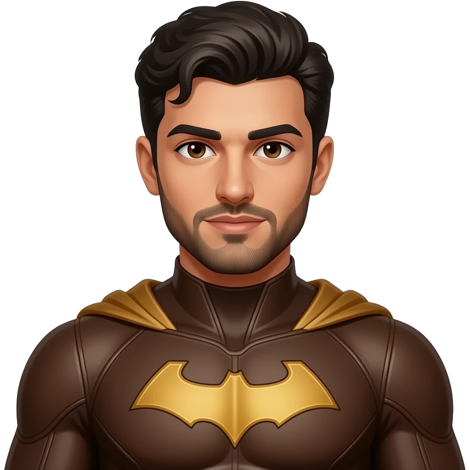 Sexy arab man in brown superhero costume emoji