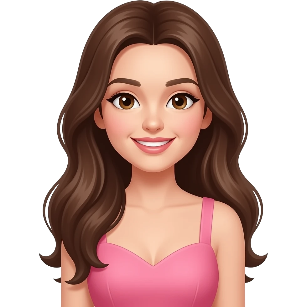 coquete pink girl with long brown hair emoji