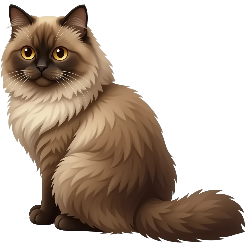 Realistic ugly flat-faced straight-sitting Persian cat, back facing to the left, facing forward emoji