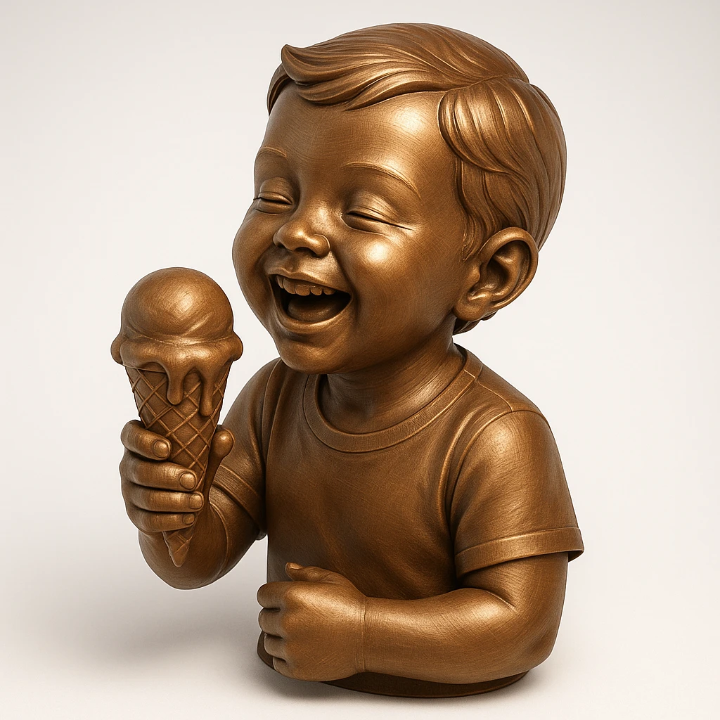 happy children with melting ice cream cones emoji