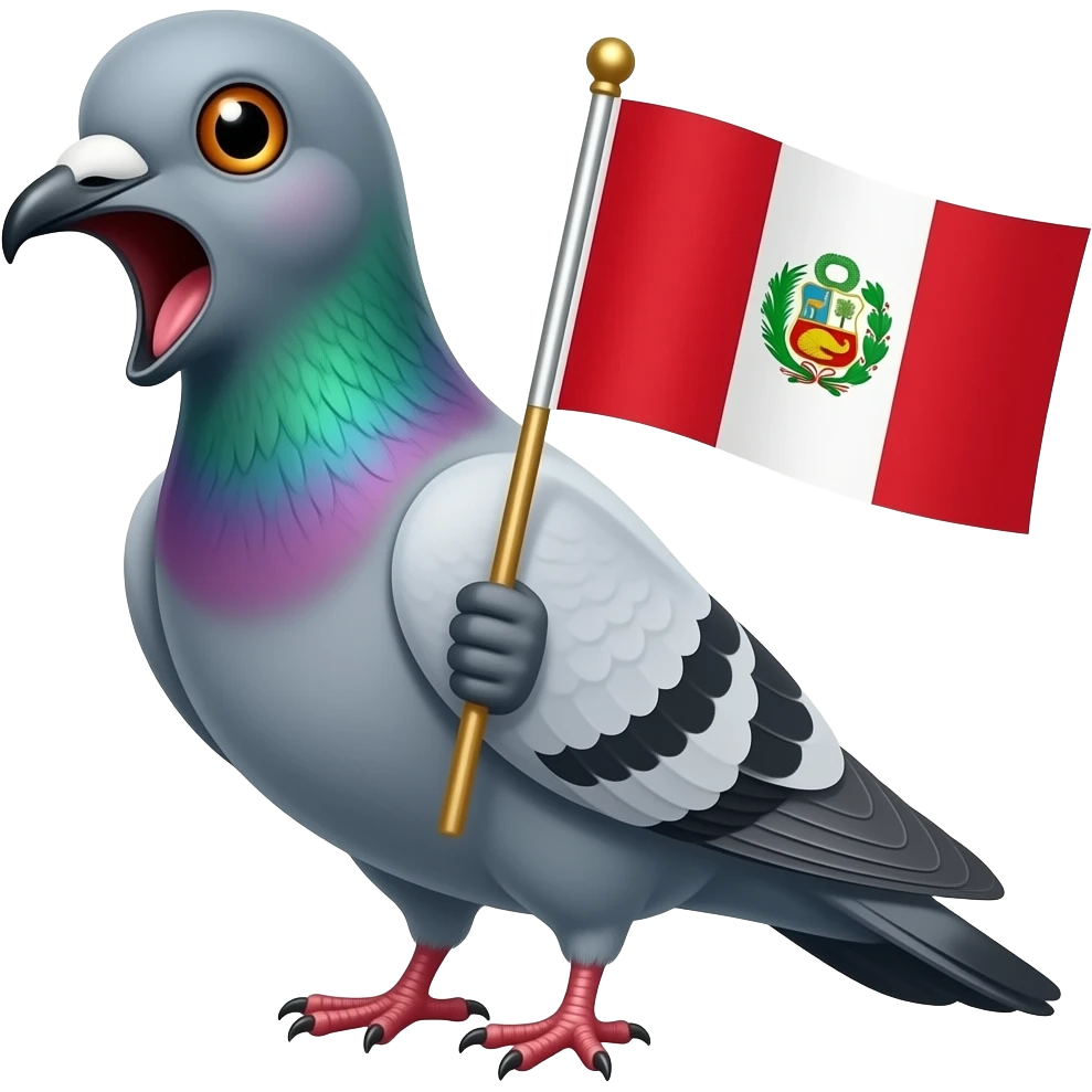 Paloma gritando con bandera de Perú emoji