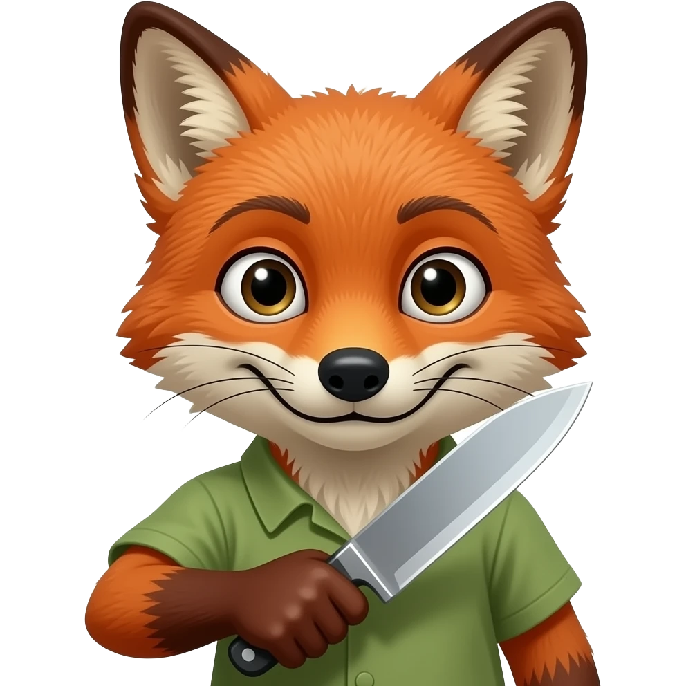 Scary anthro Fox holding knife opposite way emoji