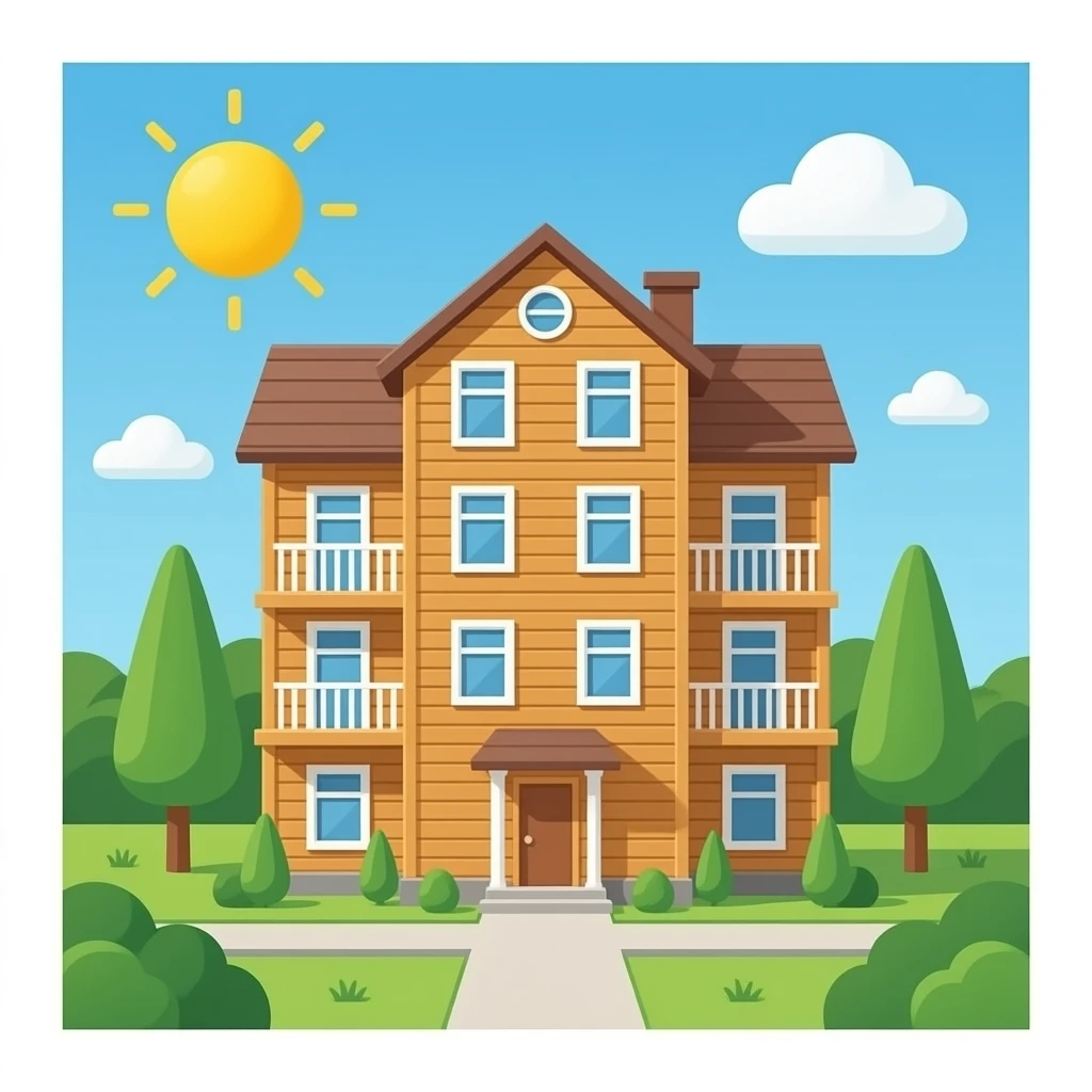 Wooden apartment building emoji