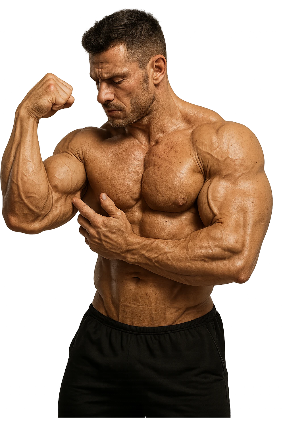 bodybuilder che si tocca il bicipite muscoloso emoji