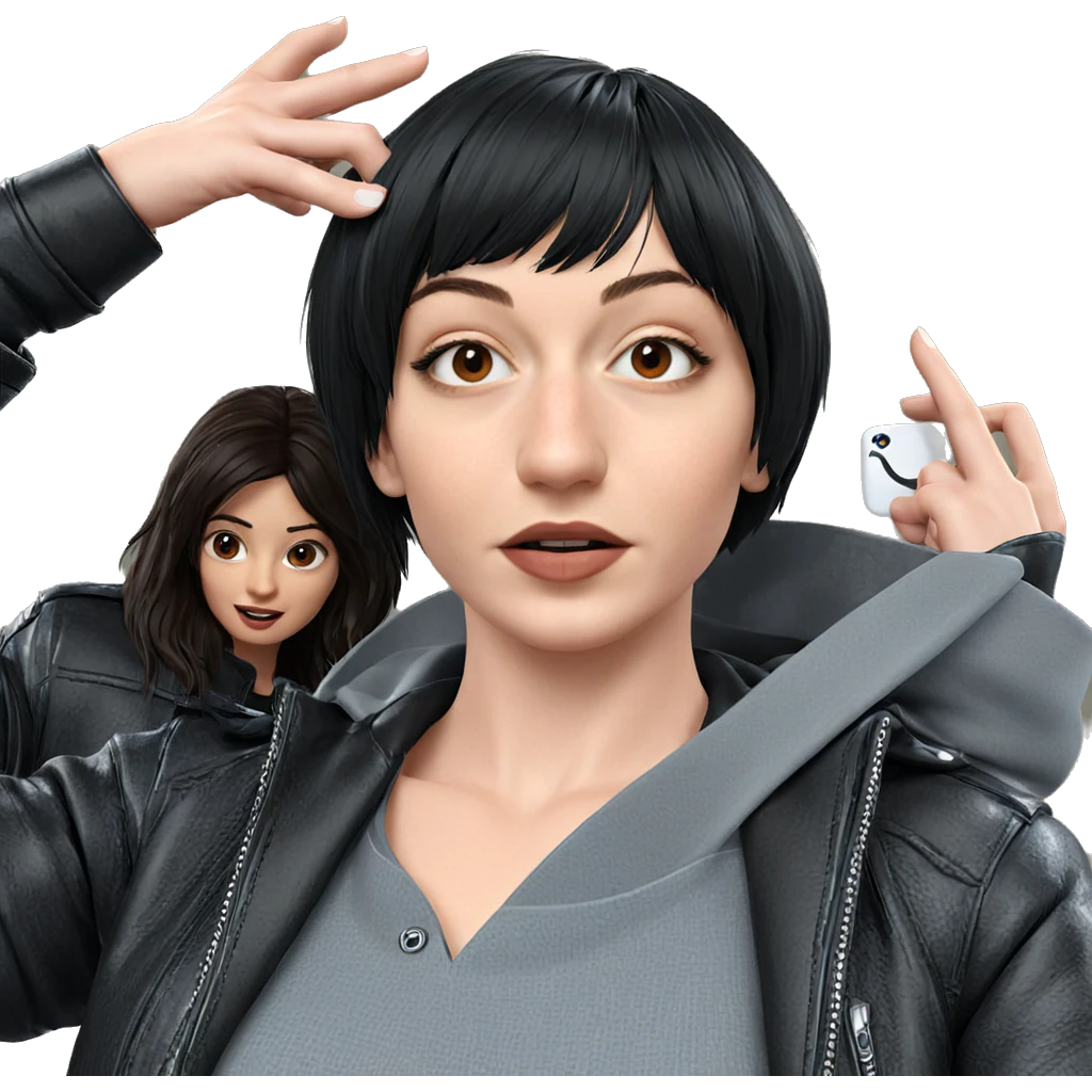 two girls in leather jackets emoji