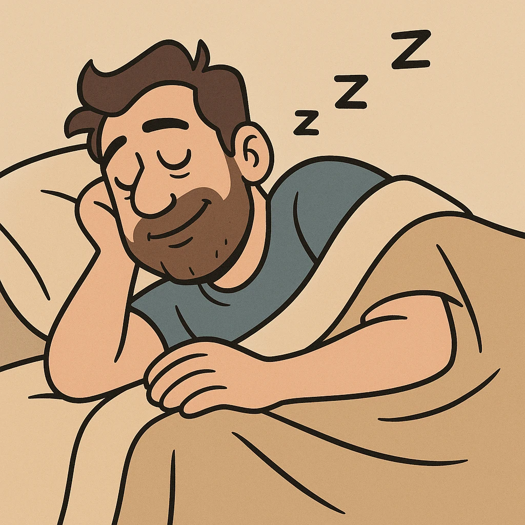 man sleeping peacefully with a blanket, simple and clear, minimal style, gentle expression, relaxed pose emoji