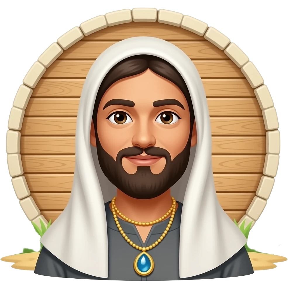 Mrs Noah standing in front of the Ark (not a picture of it) emoji