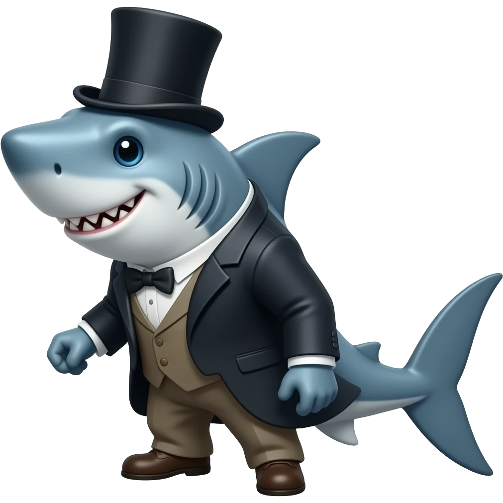 Shark with a top hat emoji