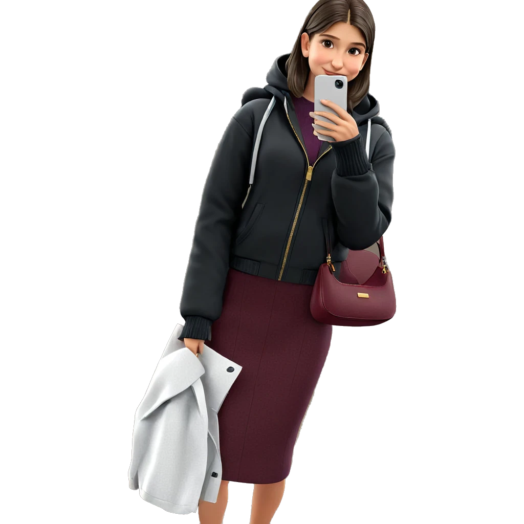 girl in stylish indoor outfit emoji
