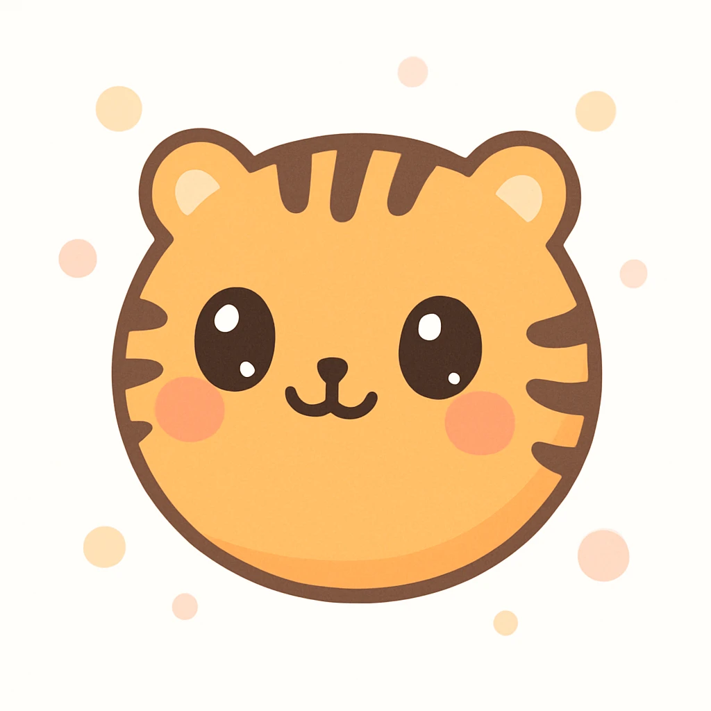 cute emoji of tiger balls, round, orange with tiger stripes, kawaii style emoji