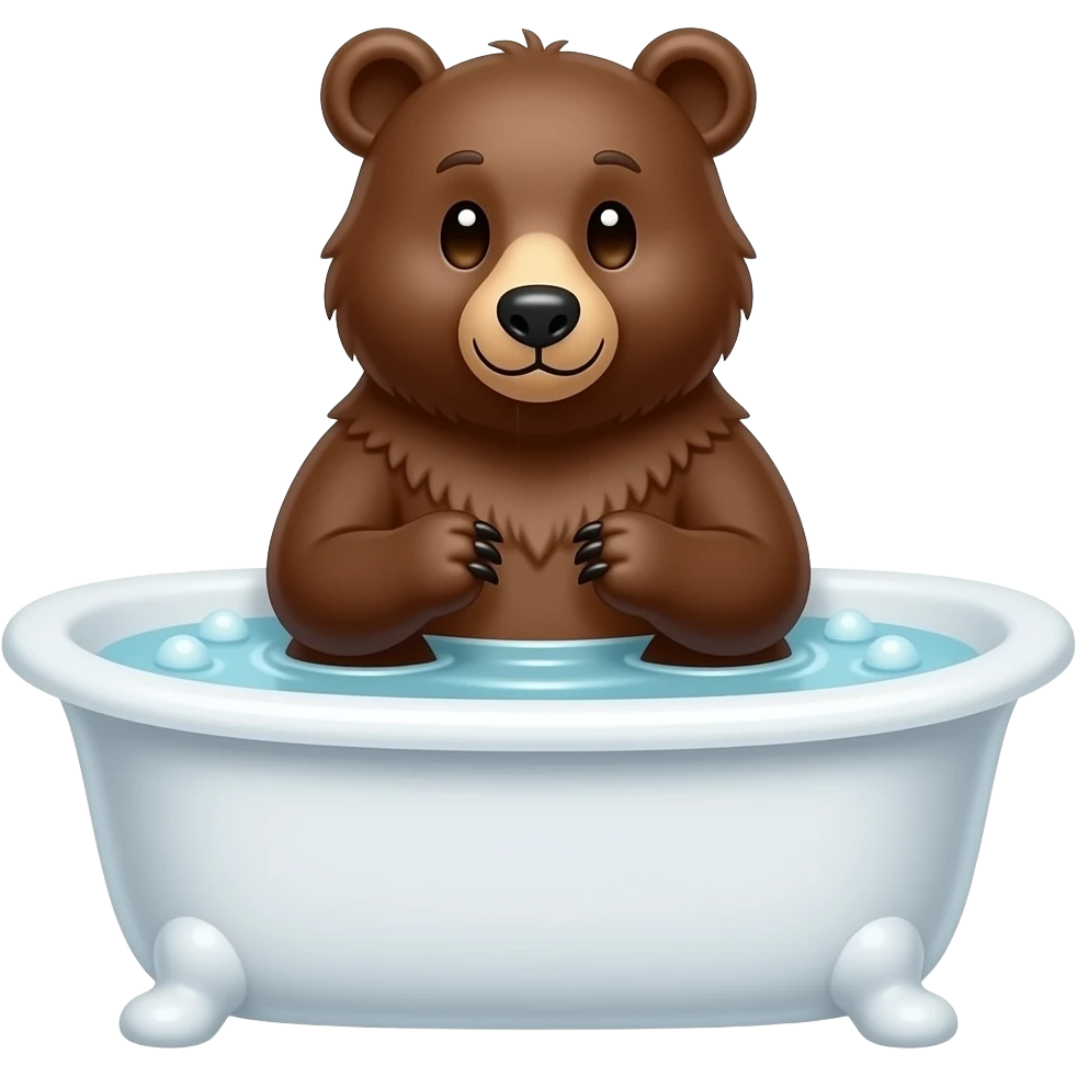 bear standing in a bath on his legs emoji