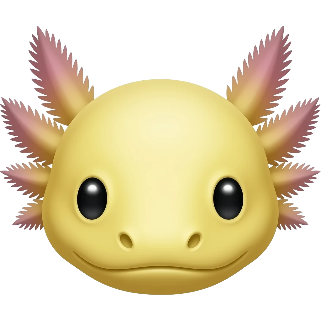 Yelowish axolotl head small eyes emoji