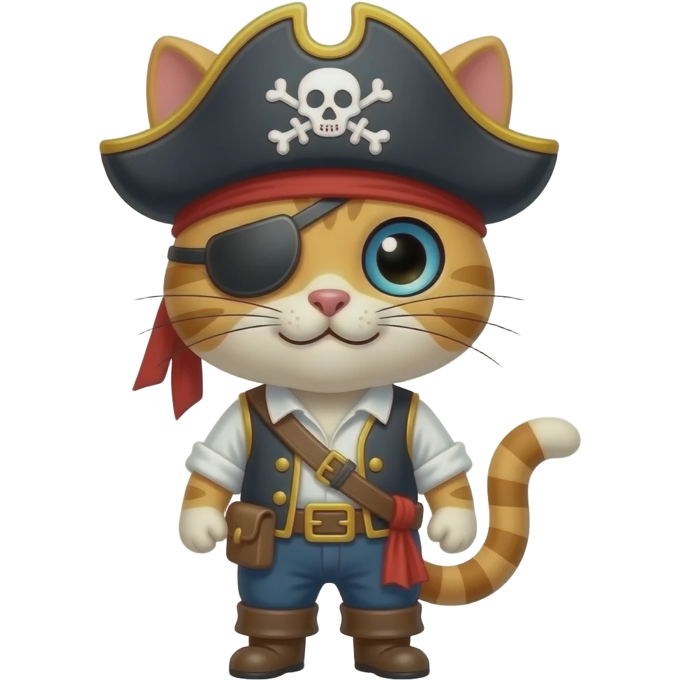 pirate cat with one eyed mask emoji