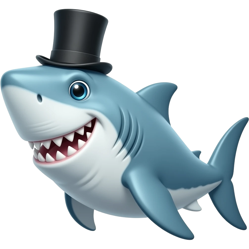Shark with a top hat emoji