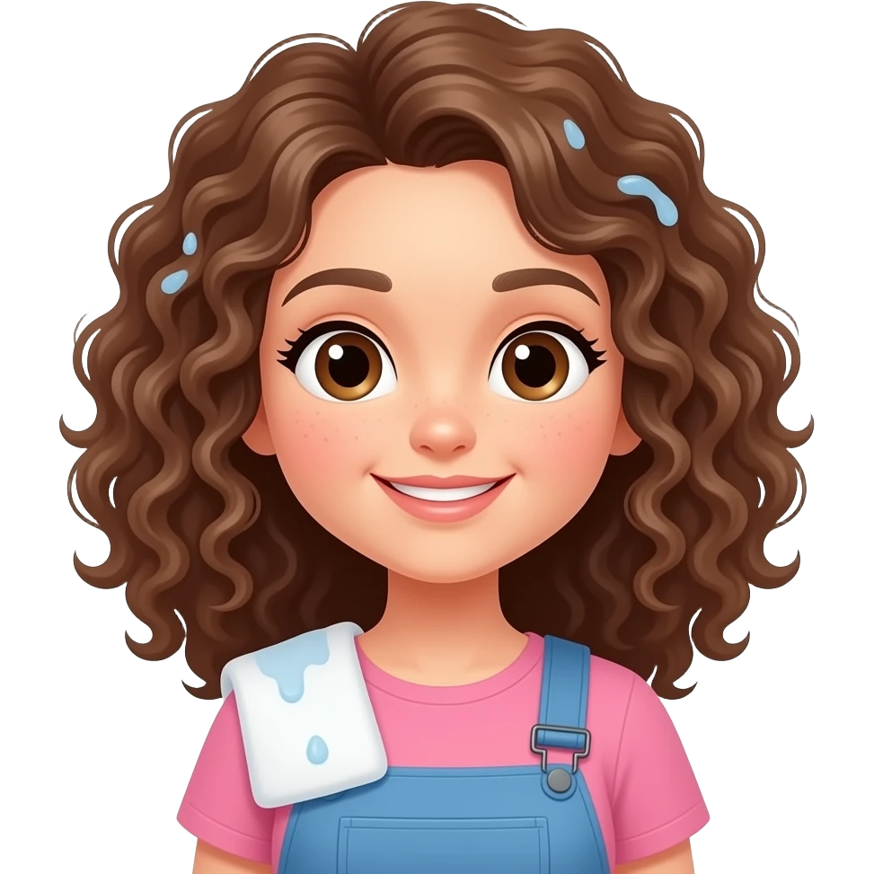 brown curly hair girl cleaning emoji
