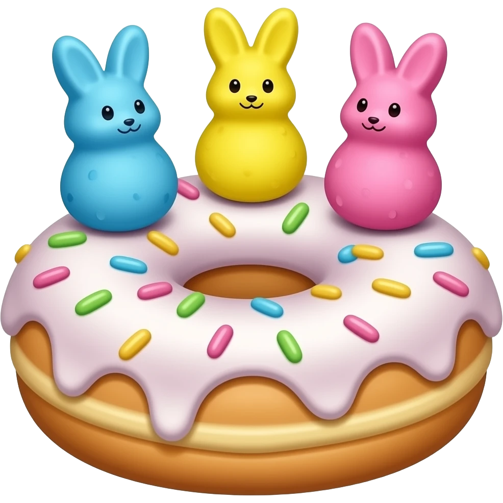 Peeps candy on doughnut emoji
