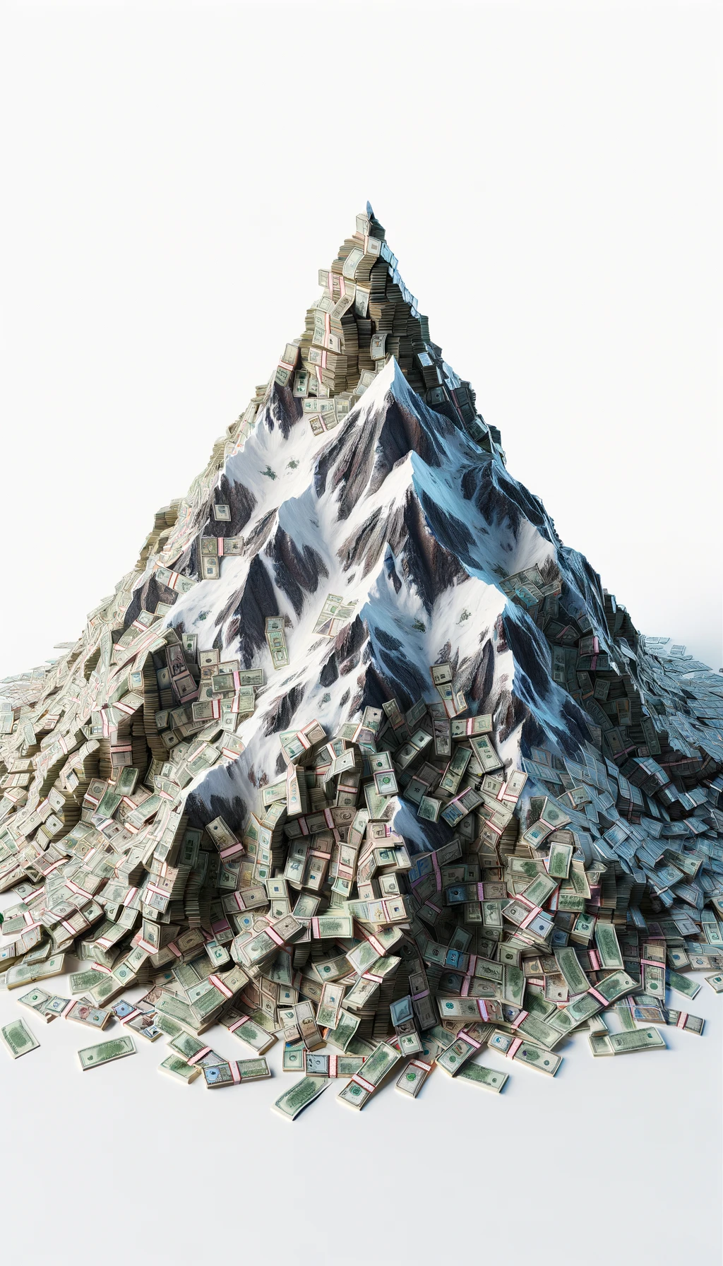montagna di banconote, iperrealistica 4k, isolato su sfondo bianco emoji