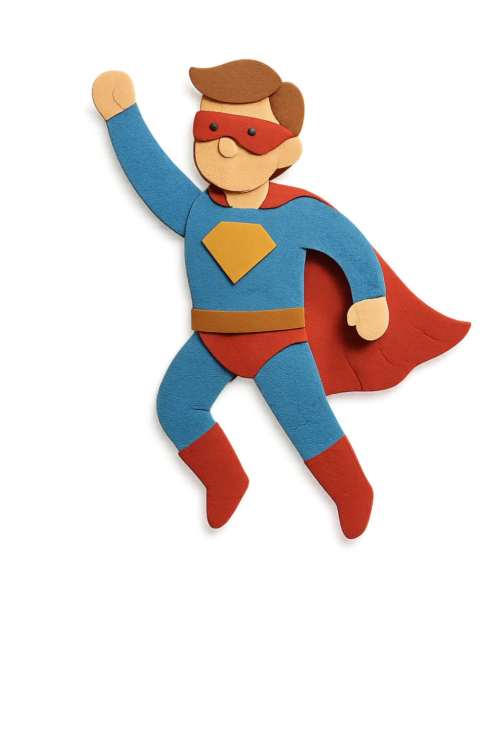 A superhero in the style of a paper craft emoji