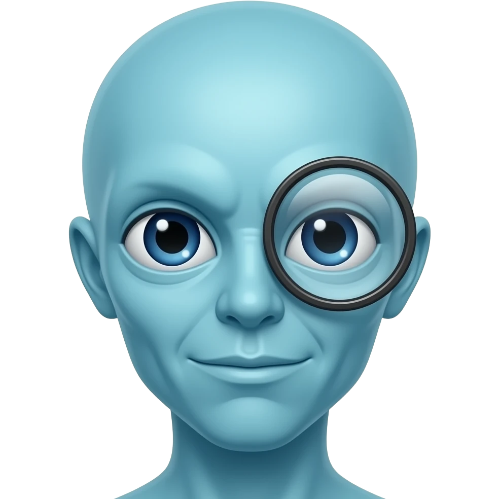 Blue alien with a monocle emoji