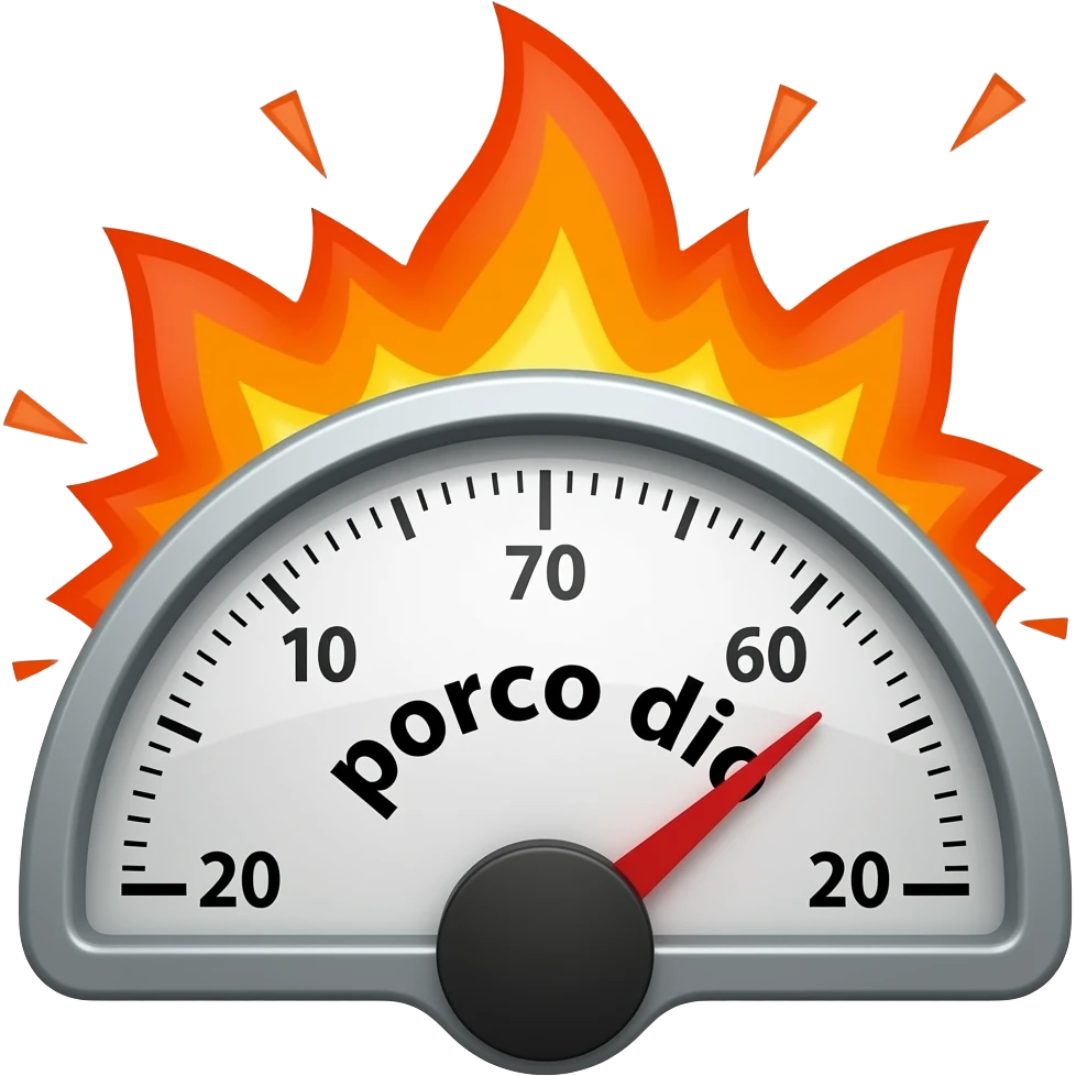 text "porco dio", on a meter to the max, explosion, fire emoji