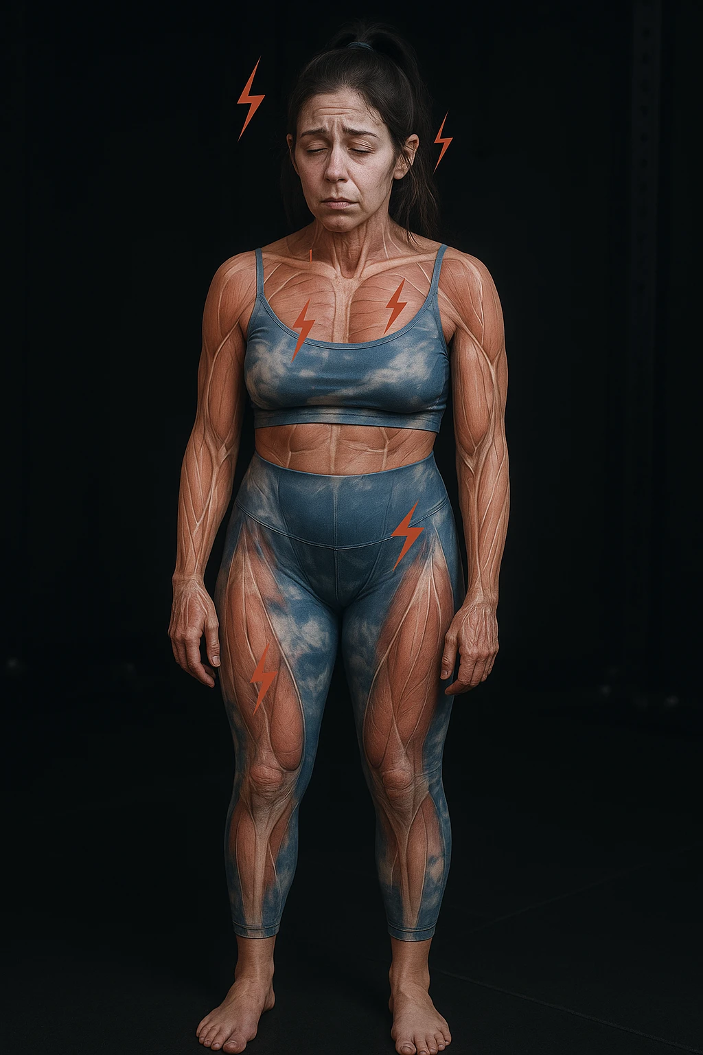donna con stanchezza cronica frequenti in 3D realistica, donna stanca immagine anatomica emoji