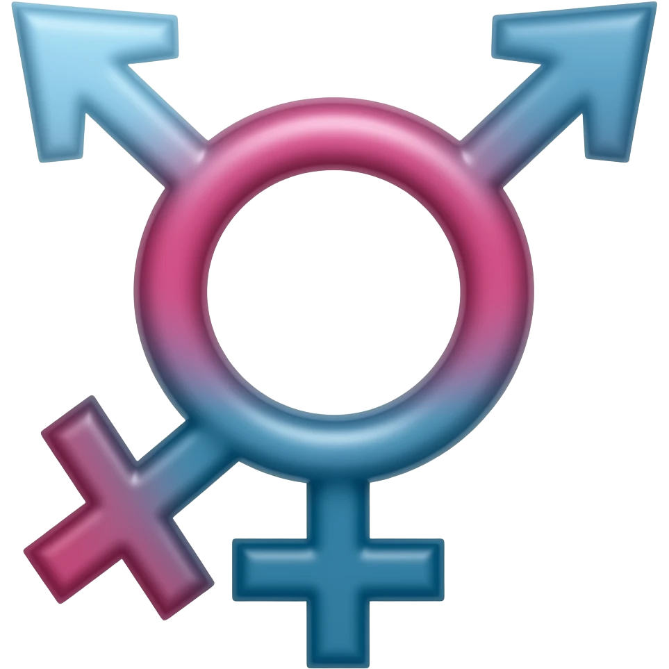 A cute bisexual emoji for discord with two male symbols interlocked with a female symbol emoji