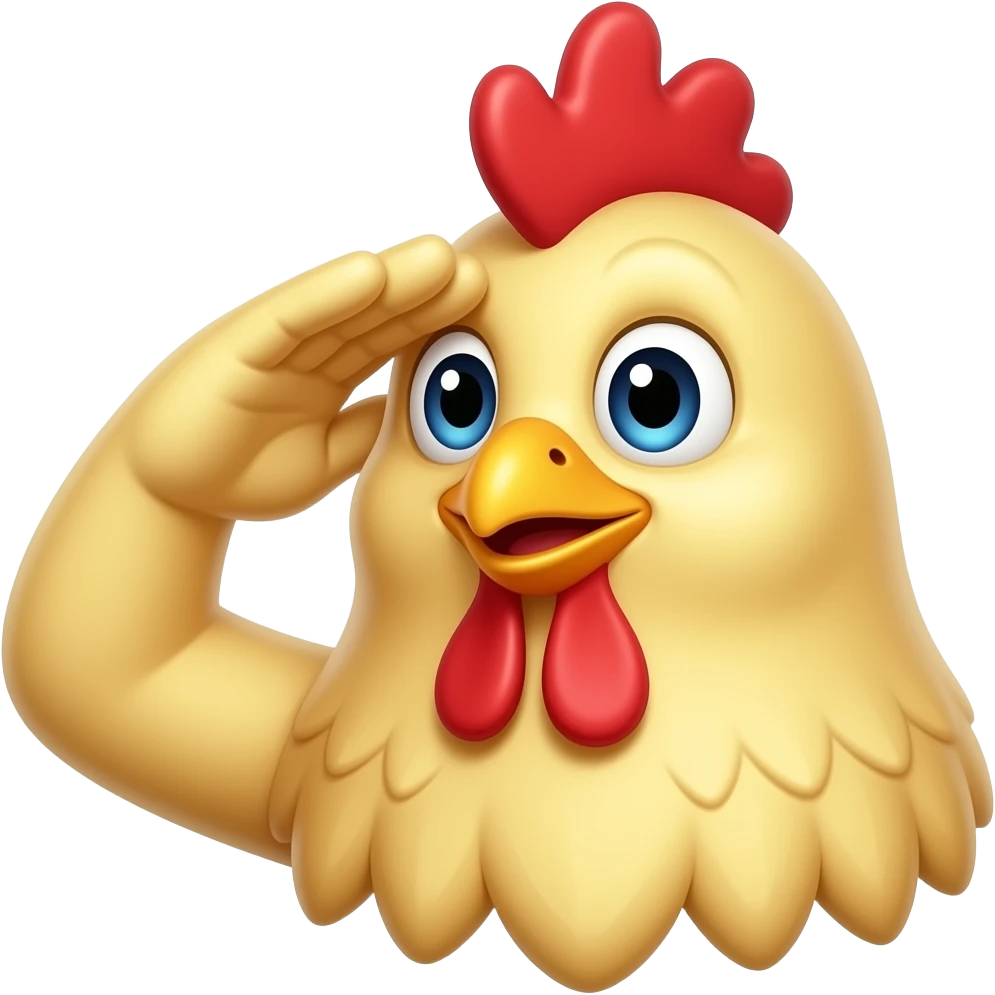 golden chicken head saluting hand emoji