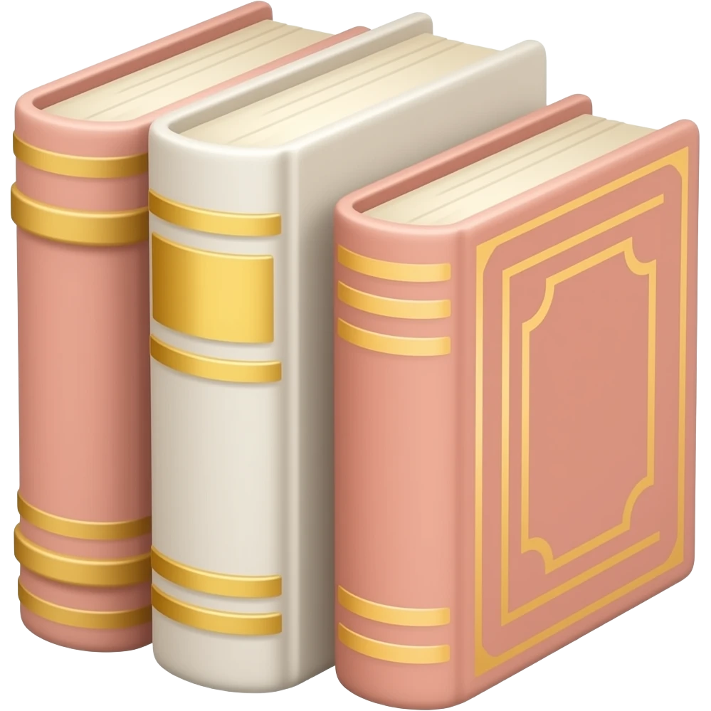 Pastel Reddish-pinkish and gold and white vintage books emoji