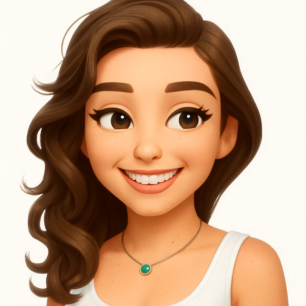 turn the second man in emoji style of the 1st image, match the facial features and match dressing style of the 2nd image, she is in whte tank top emoji