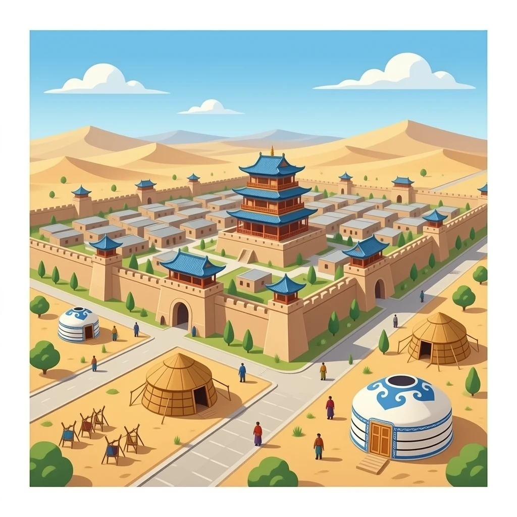 ancient Mongol Empire city top view emoji