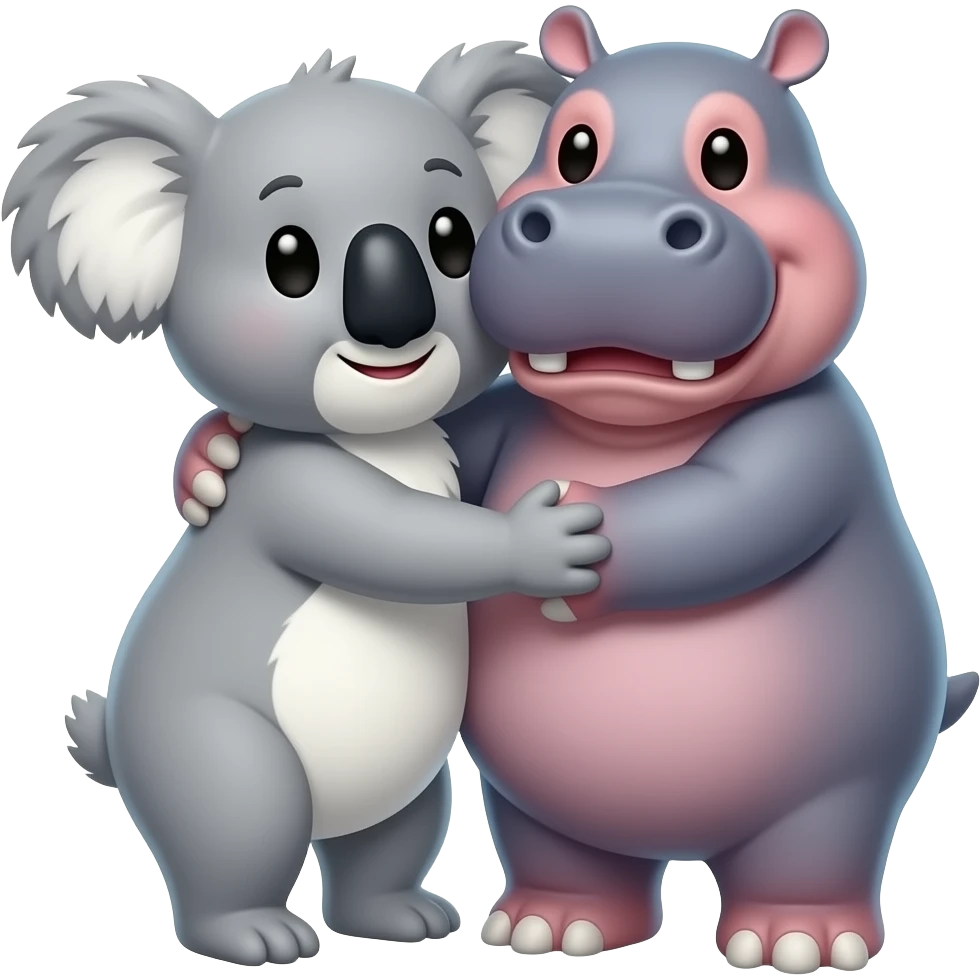 Koala and hippo love emoji