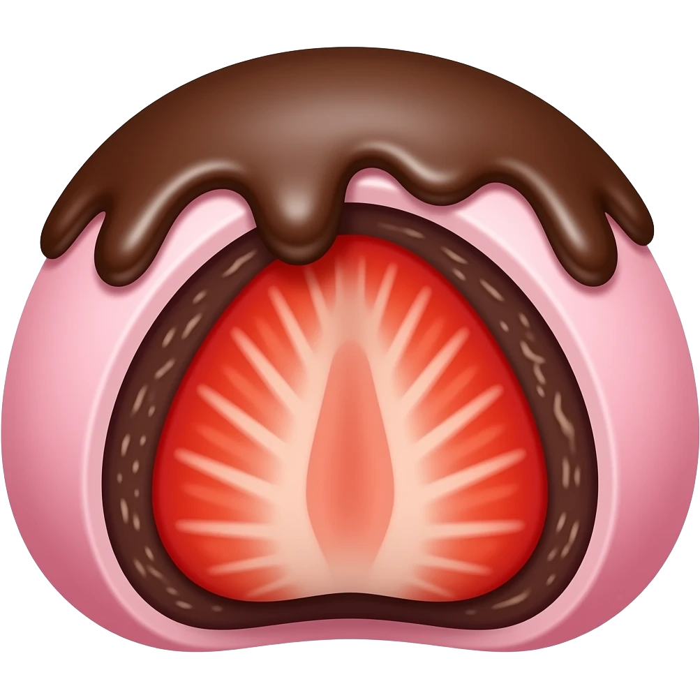 strawberry chocolate daifuku cut open emoji