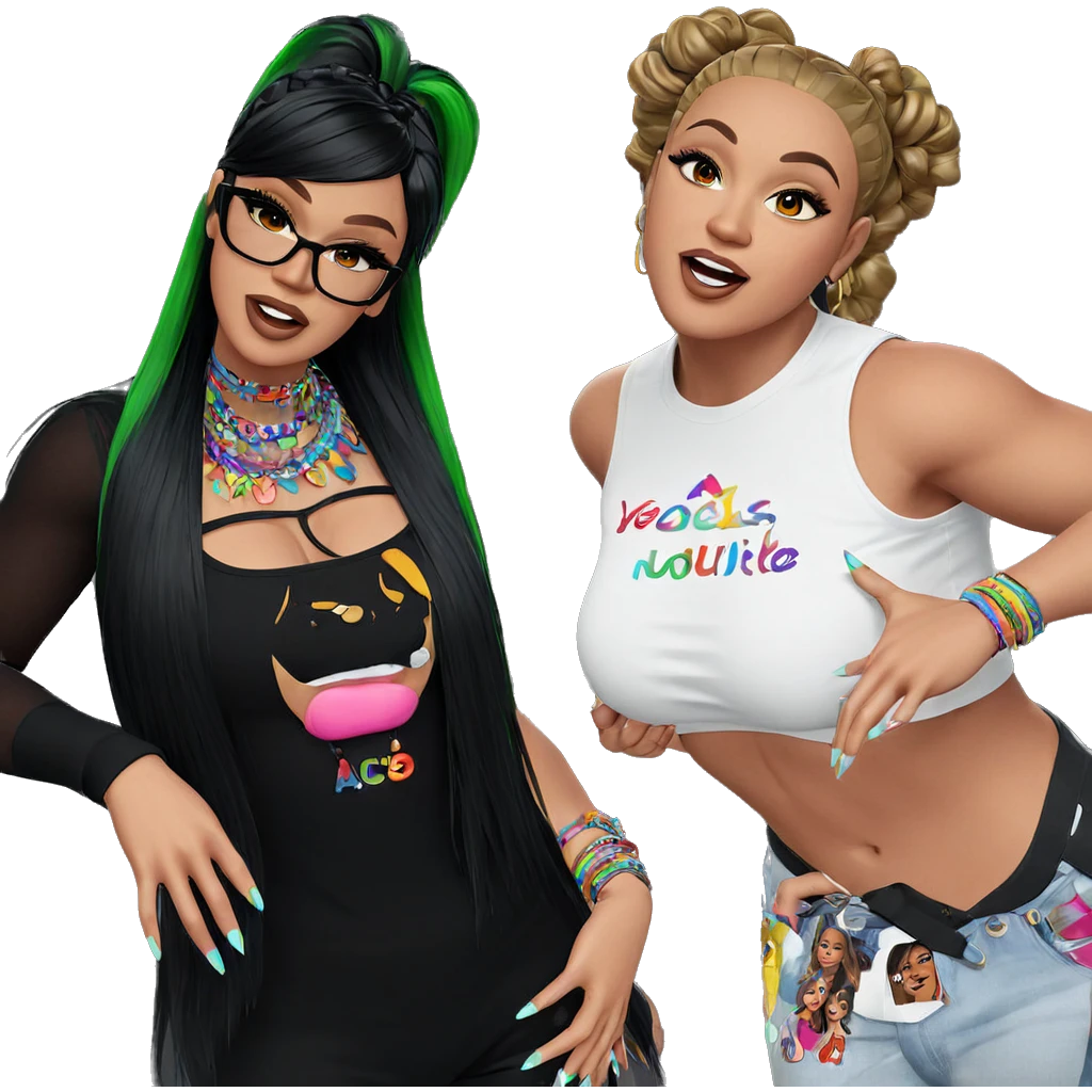 colorful girls with unique styles emoji