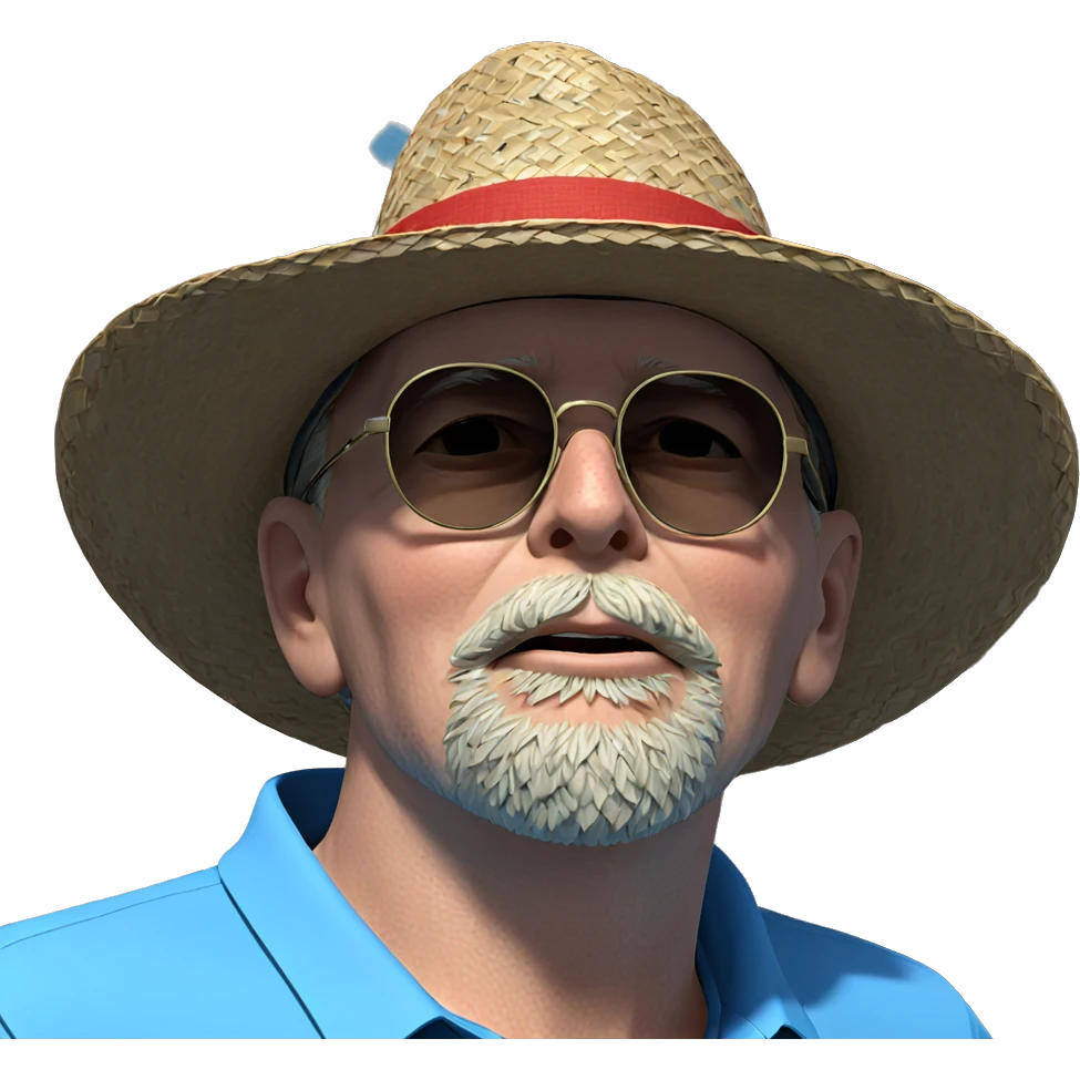 blue shirt and straw hat emoji