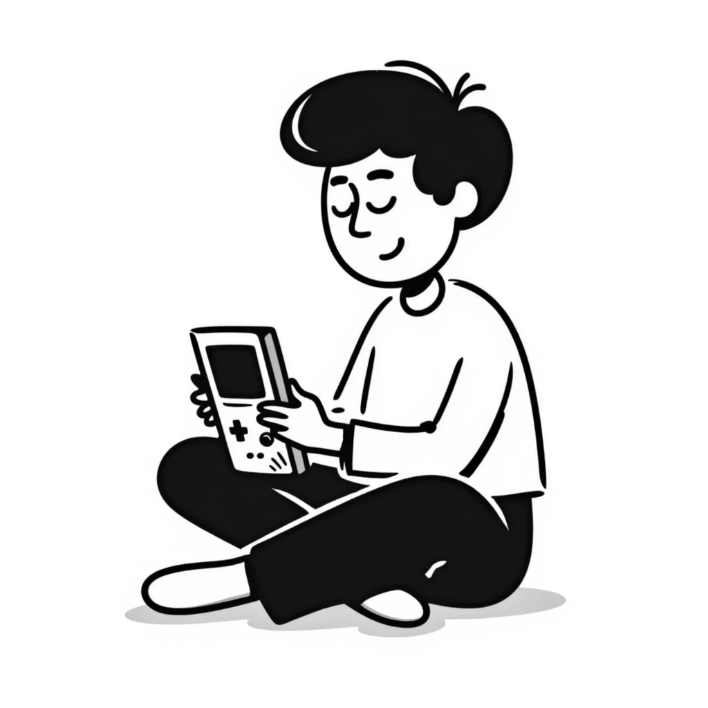 A person plays with the gameboy emoji