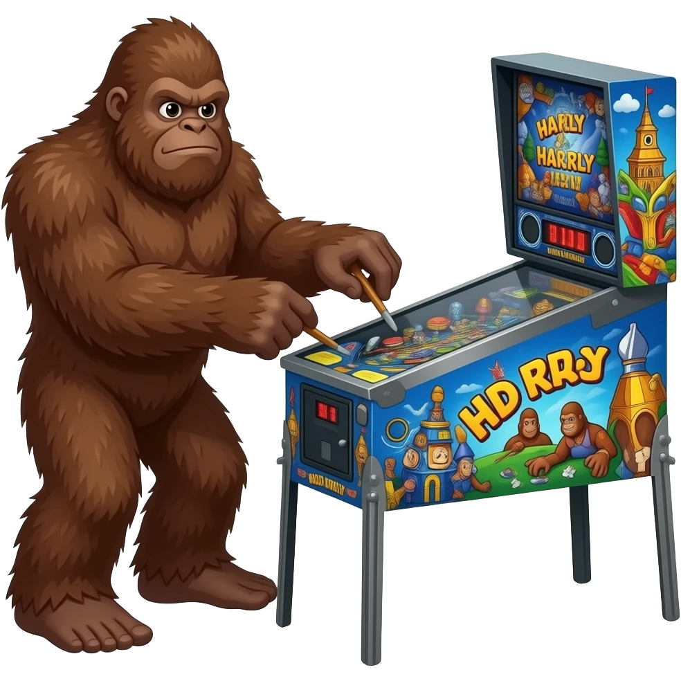Bigfoot Harry playing pinball emoji