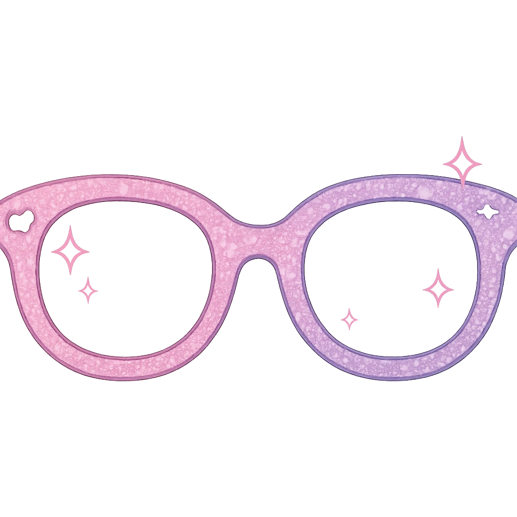 girly sparkling cute glasses, no background emoji
