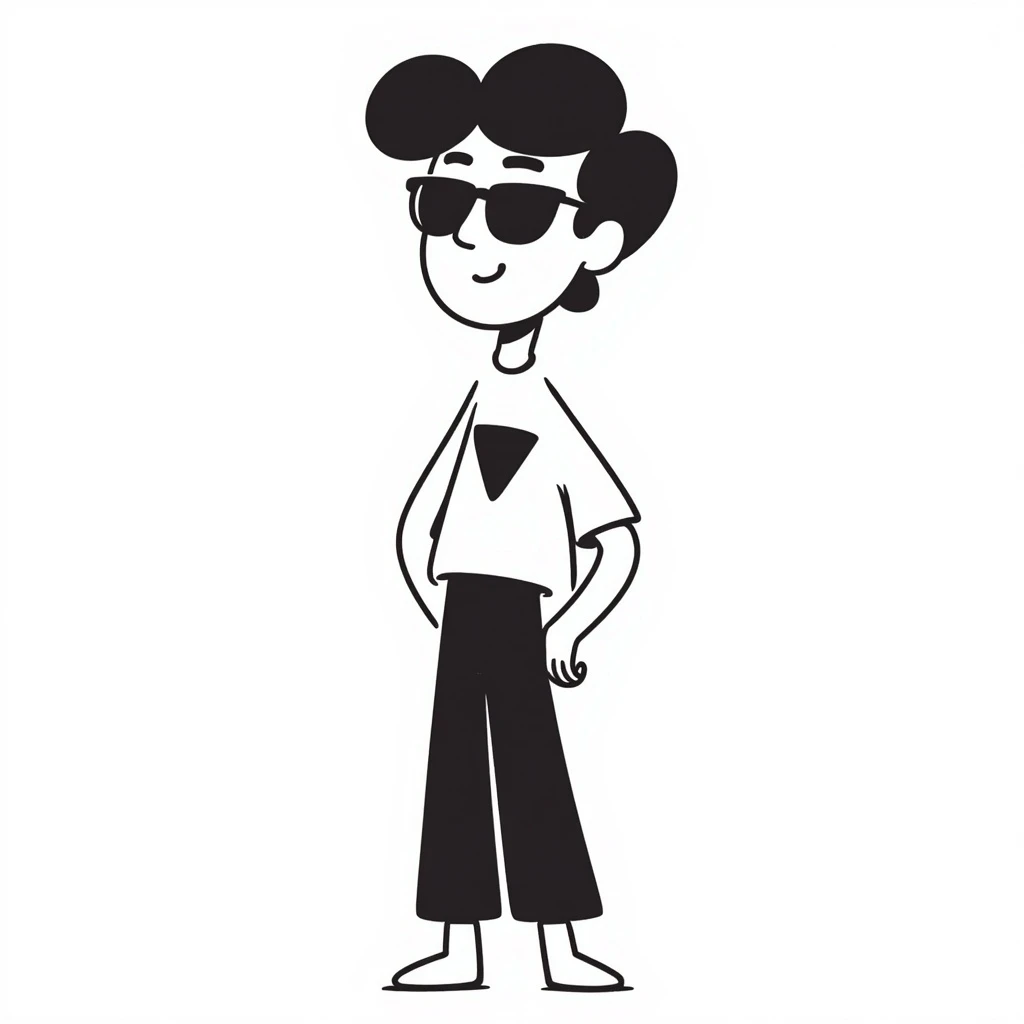 cool guy meme with sunglasses, relaxed pose, hand drawn doodle style, casual and humorous emoji