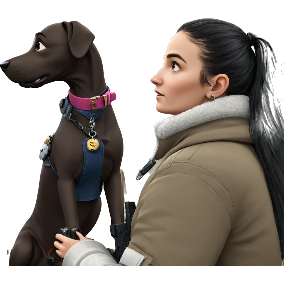 girl with dog and gun emoji