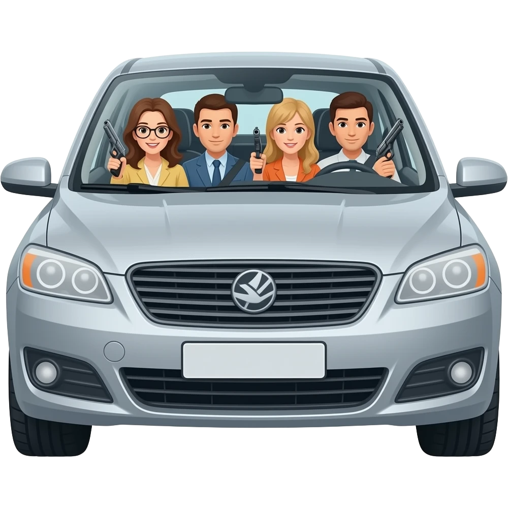 4 men in car with gun emoji