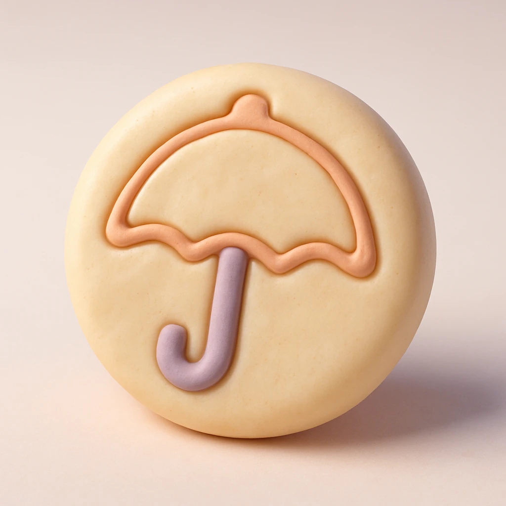 dalgona candy with umbrella shape, inspired by Squid Game emoji