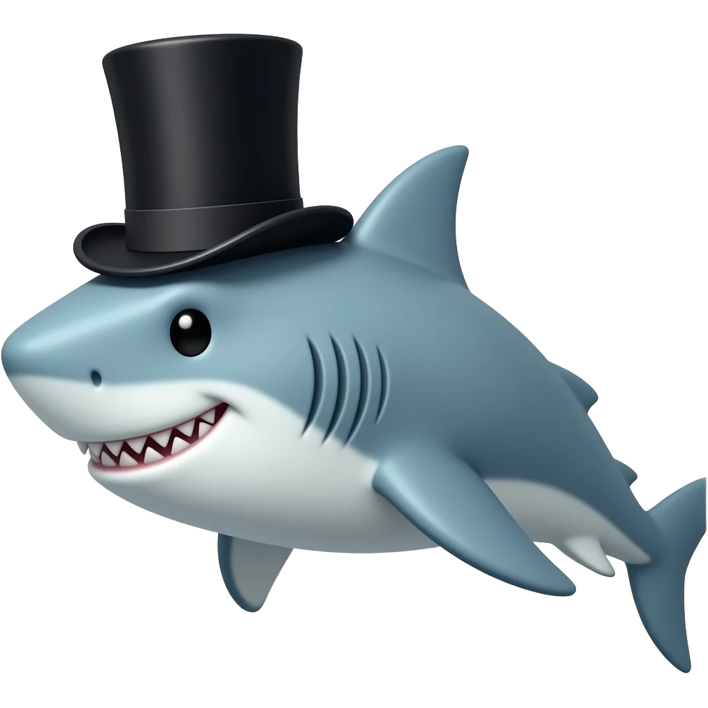 Shark with a top hat emoji