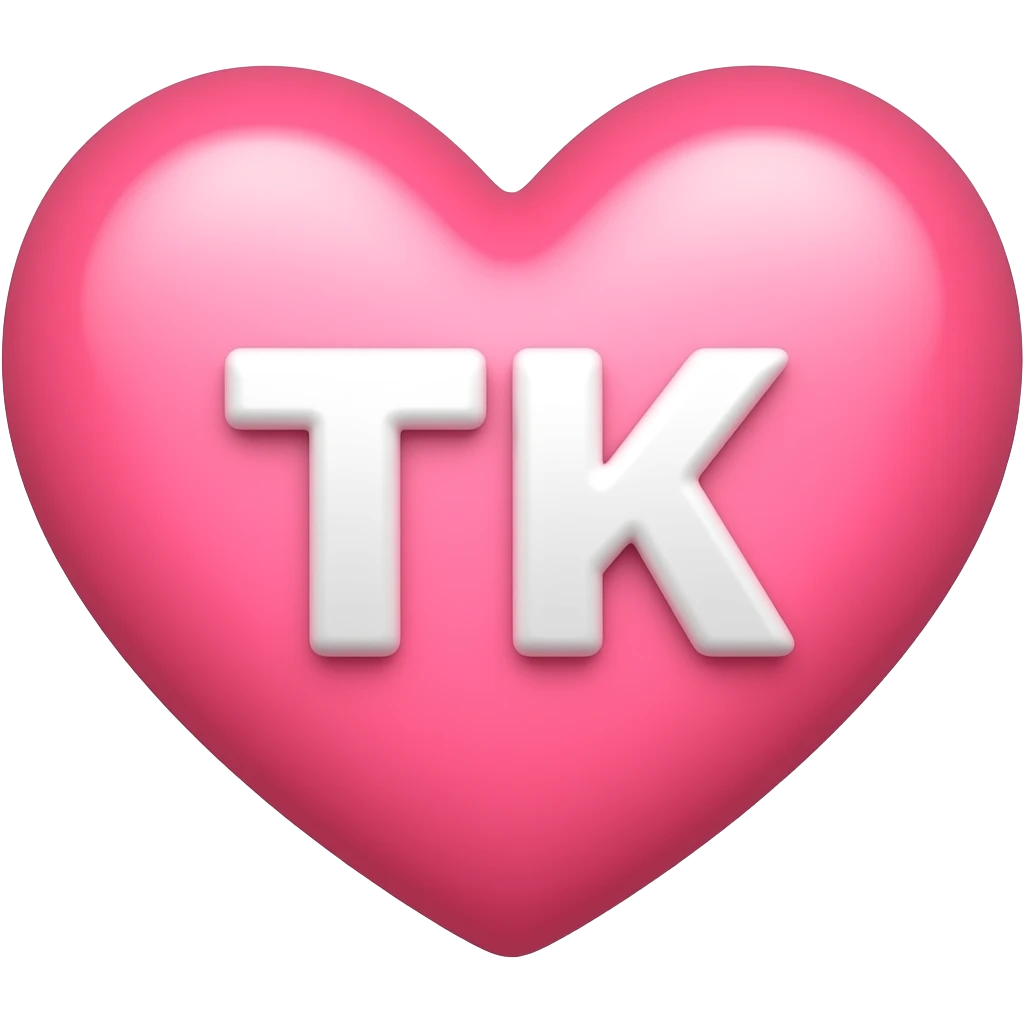 сердечко светло розовое с буквами T и K emoji