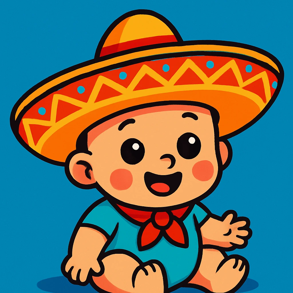 baby with charro hat, vibrant toon style emoji
