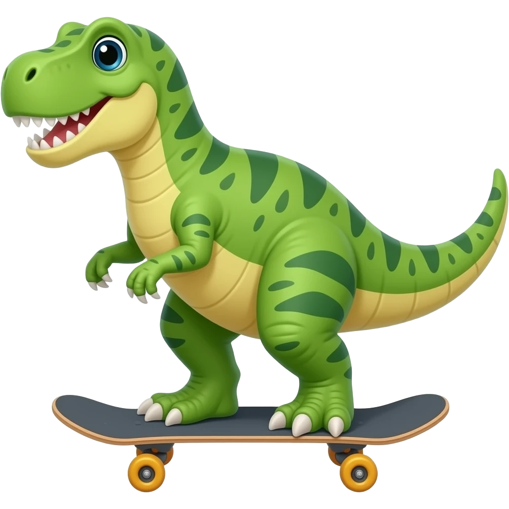 Dinosaur on a skateboard emoji