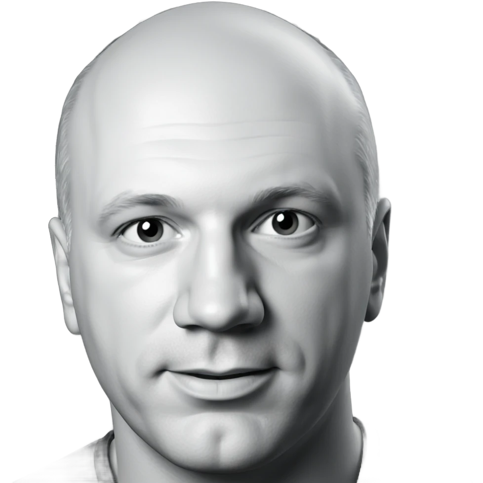 bald male portrait in greyscale emoji